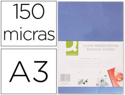 KF00144 CJ100 tapas de encuadernación Q-Connect PVC Din A-3 incoloro 150 micras