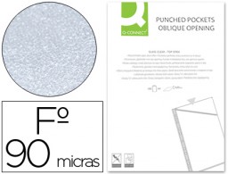 KF06041 100 fundas 4 taladros Q-Connect 290x195 mm. PVC cristal 90µ corte oblicuo