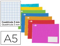LB62 Libreta escolar Liderpapel A5 apaisado 32h 60g/m² c/3mm. colores surtidos