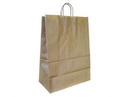 KF18670 Bolsa Q-Connect kraft asa retorcida natural 240x100x310 mm.