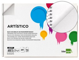 AC07 Bloc dibujo Liderpapel Artístico espiral 230x325mm. 20 hojas 130g/m² sin recuadro