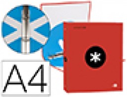 KA45 Carpeta Liderpapel Antartik A-4 4 anillas 25 mm. rojo