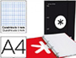 AW41 Carpeta Liderpapel Antartik A-4 4 anillas 40 mm. con recambio c/5 mm. y solapa negro