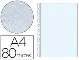 KF16911 10 fundas multitaladro Q-Connect A4 80µ polipropileno piel de naranja