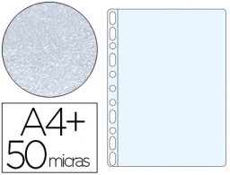 KF16912 10 fundas multitaladro Q-Connect A4+ 50µ polipropileno piel de naranja