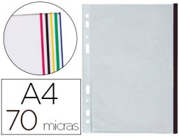 KF18055 10 fundas multitaladro Q-Connect A4 polipropileno 70µ cristal borde negro