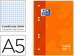 Bloc espiral Oxford Book4 A5 120h c/5mm. 6tal. tapa extradura