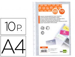 RP02 Recambio 10 fundas Liderpapel A4 20 tarjetas por funda