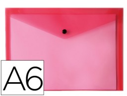 DS61 Carpeta sobre con broche Liderpapel A6 polipropileno rojo transparente