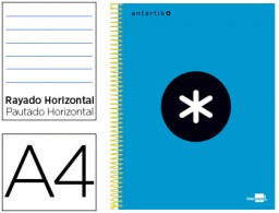 KD01 Cuaderno espiral Liderpapel Antartik A-4 tapa forrada 120h micro 100g raya horizontal color azul