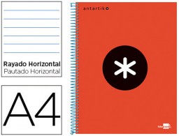 KD02 Cuaderno espiral Liderpapel Antartik A-4 tapa forrada 120h micro 100g raya horizontal color rojo