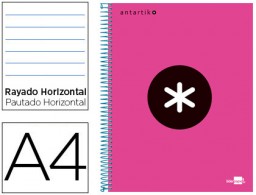KD05 Cuaderno espiral Liderpapel Antartik A-4 tapa forrada 120h micro 100g raya horizontal color rosa flúor