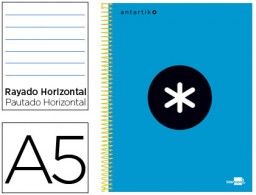 KD11 Cuaderno espiral Liderpapel Antartik A-5 tapa forrada 120h micro 100g raya horizontal color azul