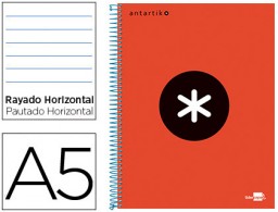 KD12 Cuaderno espiral Liderpapel Antartik A-5 tapa forrada 120h micro 100g raya horizontal color rojo