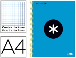 KD21 Cuaderno espiral Liderpapel Antartik A-4 tapa forrada 120h micro 100g c/5mm. color azul