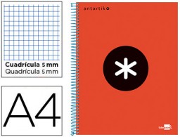 KD22 Cuaderno espiral Liderpapel Antartik A-4 tapa forrada 120h micro 100g c/5mm. color rojo