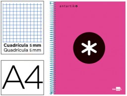 KD25 Cuaderno espiral Liderpapel Antartik A-4 tapa forrada 120h micro 100g c/5mm. color rosa flúor