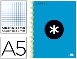 KD31 Cuaderno espiral Liderpapel Antartik A-5 tapa forrada 120h micro 100g c/5mm. color azul