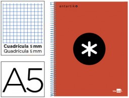 KD32 Cuaderno espiral Liderpapel Antartik A-5 tapa forrada 120h micro 100g c/5mm. color rojo