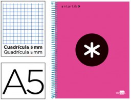 KD35 Cuaderno espiral Liderpapel Antartik A-5 tapa forrada 120h micro 100g c/5mm. Color rosa flúor