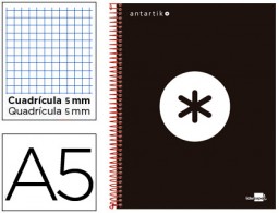 KD40 Cuaderno espiral Liderpapel Antartik A-5 tapa forrada 120h micro 100g c/5mm. color negro