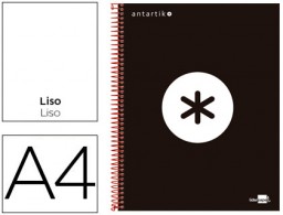 KD50 Cuaderno espiral Liderpapel Antartik A-4 tapa forrada 120h micro 100g liso color negro