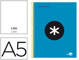 KD51 Cuaderno espiral Liderpapel Antartik A-5 tapa forrada 120h micro 100g liso color azul