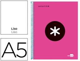 KD55 Cuaderno espiral Liderpapel Antartik A-5 tapa forrada 120h micro 100g liso color rosa flúor