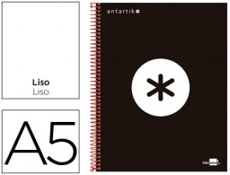 KD60 Cuaderno espiral Liderpapel Antartik A-5 tapa forrada 120h micro 100g liso color negro