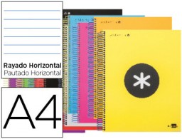 KD61 Cuaderno espiral Liderpapel Antartik A-4 tapa forrada 120h micro 100g raya horizontal colores surtidos