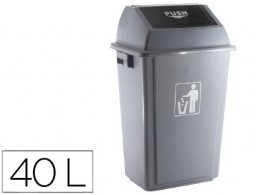 KF16747 Papelera contenedor plástico gris Q-Connect  tapa balancin 40 litros
