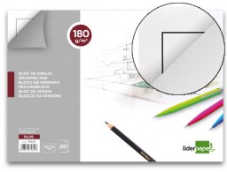 DL09 Bloc dibujo Liderpapel Lineal encolado 230x325mm. 20 hojas 180g/m² con recuadro perforado