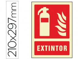 Pictograma señal EXTINTOR PVC fotoluminiscente 21x29,7cm.