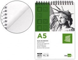 DL10 Bloc dibujo Liderpapel Esbozos A5 espiral 100h 90g/m²