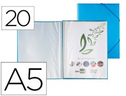EC45 Carpeta con 20 fundas con espiral Liderpapel A5 polipropileno azul