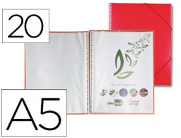 EC47 Carpeta con 20 fundas con espiral Liderpapel A5 polipropileno rojo