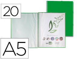 EC48 Carpeta con 20 fundas con espiral Liderpapel A5 polipropileno verde
