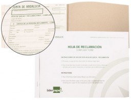 LQ01 Libro Liderpapel hojas de reclamaciones Junta de Andalucía A4 25 juegos original + 2 copias