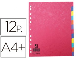 KF15409  Juego de 12 separadores multitaladro Q-Connect A4+ cartulina brillo