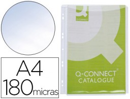 KF00138 5 fundas multitaladro Q-Connect A4 PVC 180µ con fuelle