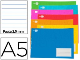 LB60 Libreta escolar Liderpapel A5 apaisado 32h 60g/m² pauta 2,5mm. colores surtidos