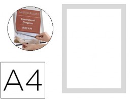 KF22351 2 marcos porta anuncios Q-Connect A4 plata dorso adhesivo removible