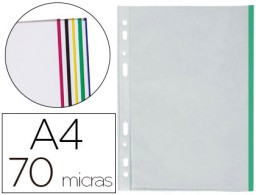 KF18061 25 fundas multitaladro Q-Connect A4 polipropileno 70µ cristal borde colores surtidos