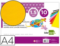 GE74 10h. goma EVA Liderpapel A4 60g/m² espesor 1,5mm. amarillo