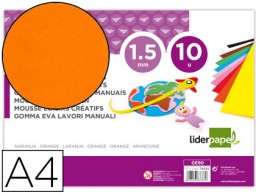 GE80 10h. goma EVA Liderpapel A4 60g/m² espesor 1,5mm. naranja