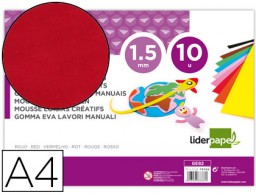 GE82 10h. goma EVA Liderpapel A4 60g/m² espesor 1,5mm. rojo