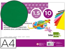 GE84 10h. goma EVA Liderpapel A4 60g/m² espesor 1,5mm. verde