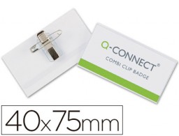 KF17457 Identificador Q-Connect 40x75 mm..PVC con pinza e imperdible
