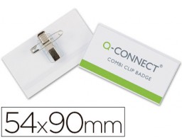 KF17458 Identificador Q-Connect 54x90 mm..PVC con pinza e imperdible