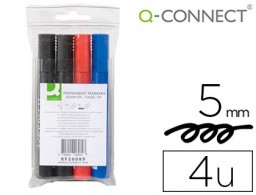 KF26089 4 rotuladores Q-Connect tinta colores punta biselada